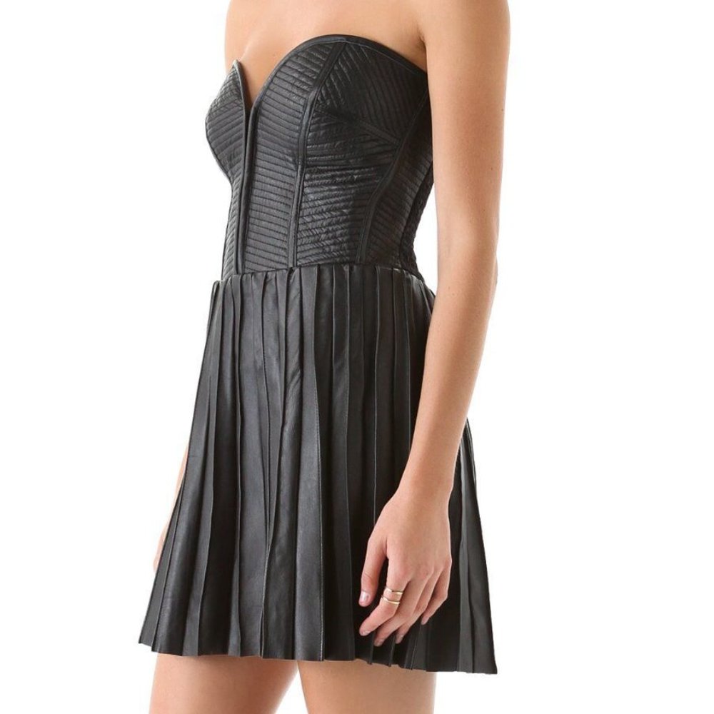 🚫SOLD🚫 XS Parker Strapless Leather Mini Dress